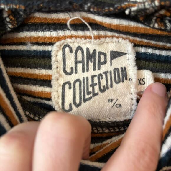 Camp Collection 1970s Style Stripe Ribbed Turtleneck XS Retro - Picture 5 of 6